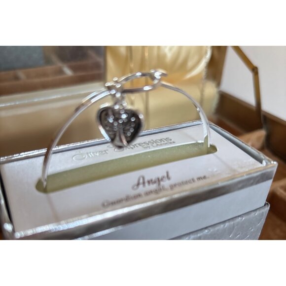 Silver Expressions By LA Rocks Angel Bracelet Heart Charm Guardian Angel Message - Picture 3 of 13